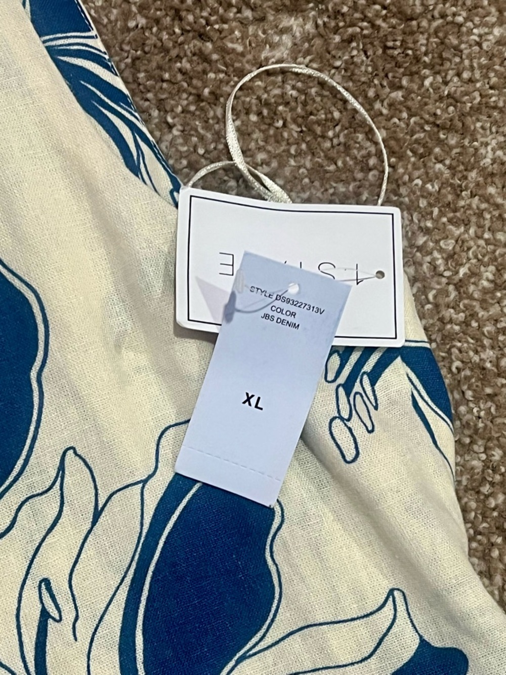 🌿 NWT 1.STATE Linen Blend Tiered Maxi Dress | Blue Floral | XL | Pockets - Picture 5 of 7